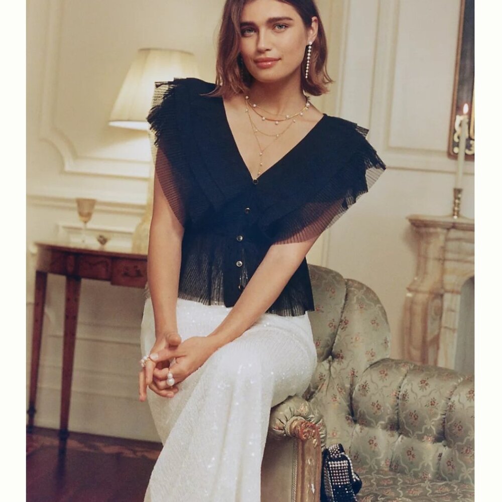 Anthropologie Forever That Girl Ruffled Button Front Blouse
